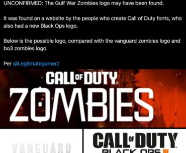 It looks like the Gulf War Zombies logo may have been found. It was found on a website by the people who create Call of Duty fonts.