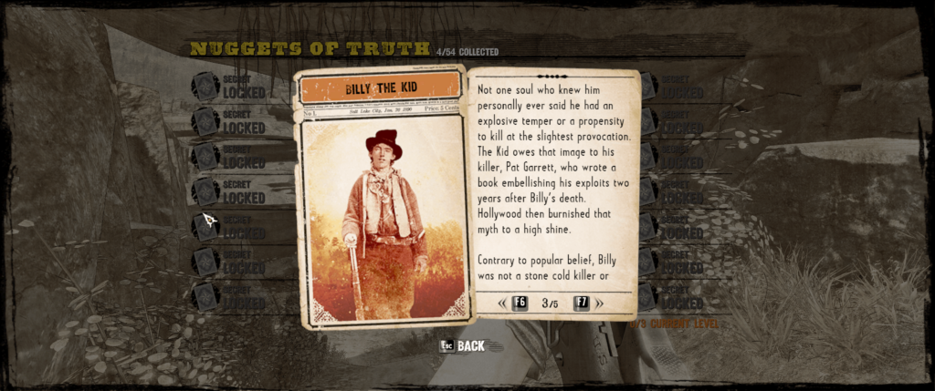 I love when games give you educational info about real life people/events (Call of Juarez)