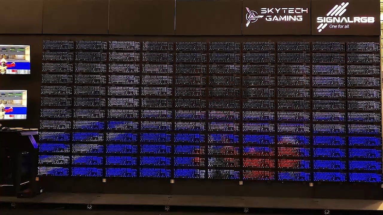 We made an even bigger screen out of RGB keyboards so we could play