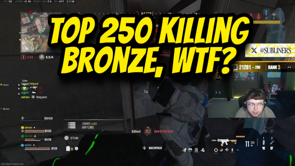 Watched him for 10 min before going to sleep, they were all bronze, how can it be? I am plat 1 and don't see bronze in my lobbies