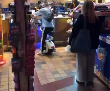 Chromed out scooter man