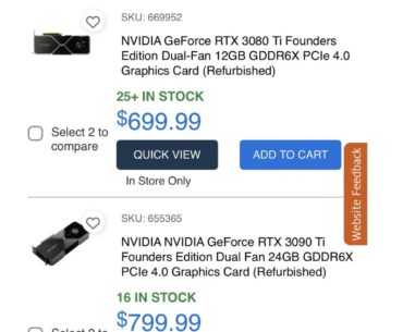 So apparently Micro Center has a bunch of 30 Series Founders Edition cards that are “Factory Refubished by Nvidia”