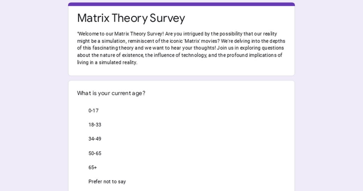 Matrix: Reality or Simulation? Matrix: Reality or Simulation?