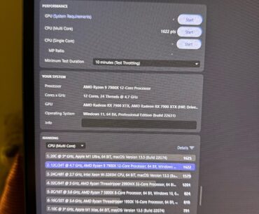 1622 CineBench score