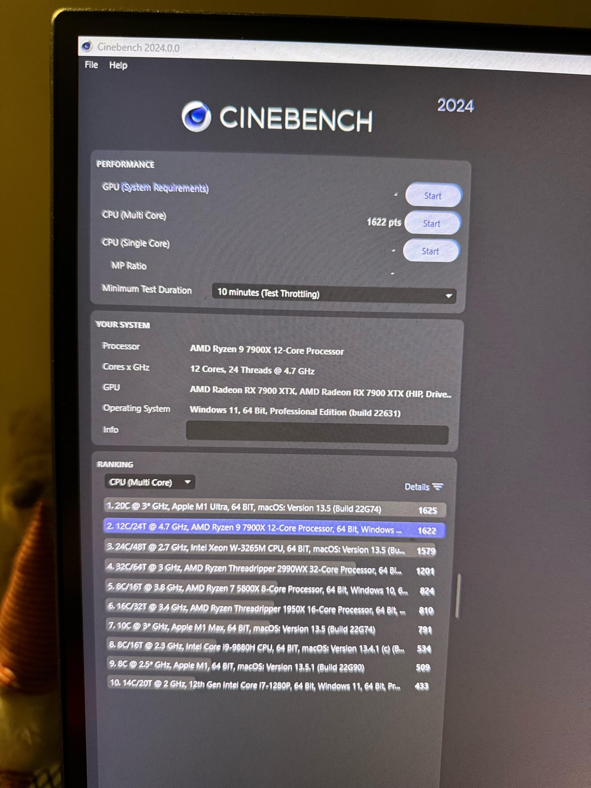 1622 CineBench score 1622 CineBench score