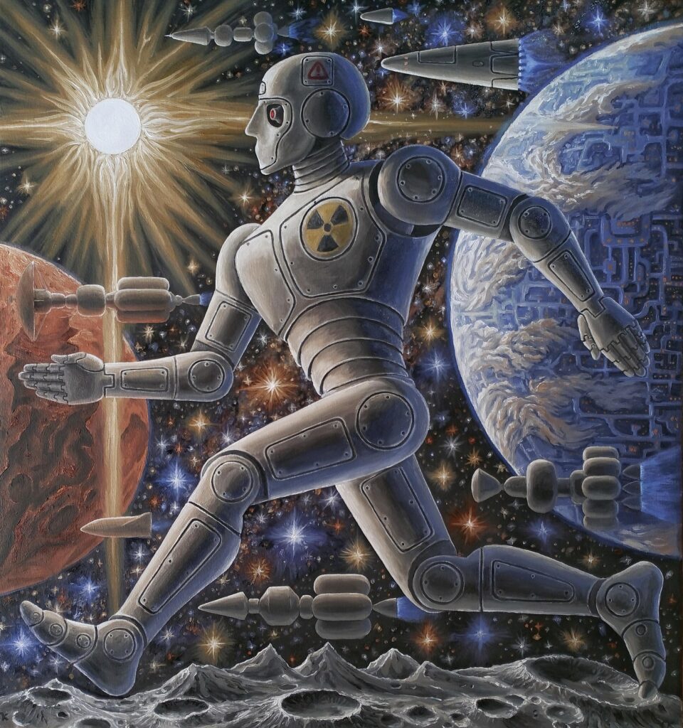 Space robot. Oil painting by me