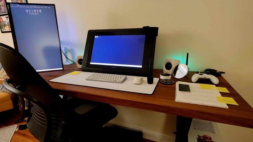 Not a lot of animation/digital artist Battlestations here. My simple looking setup.