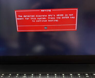 Razer laptop will not boot with any other vbios
