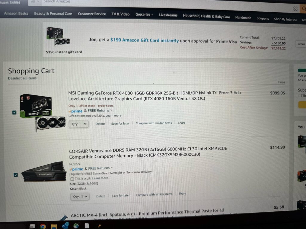 Amazon has a MSI 4080 for 1k today.