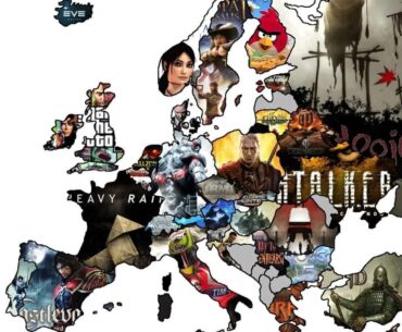 Video game map of Europe (based country game was developed)