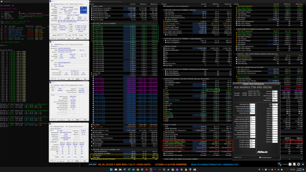 14900KS, 450W on LS720SE AIO, 5800 all cores