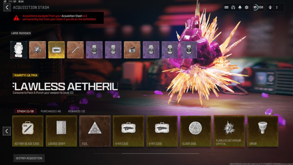 For the love of God either enhance the Stash size (10 is nothing when there's 30 craftables and at least 8 quest items) OR make quest items (ritual items, Sigils, etc.) not count towards the Stash limit. I'm at 11 cause I still have that Purified Water from preseason.