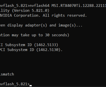 Trying to flash my ventus 4070ti vbios but getting this error, I'm using the nvflash64 tool