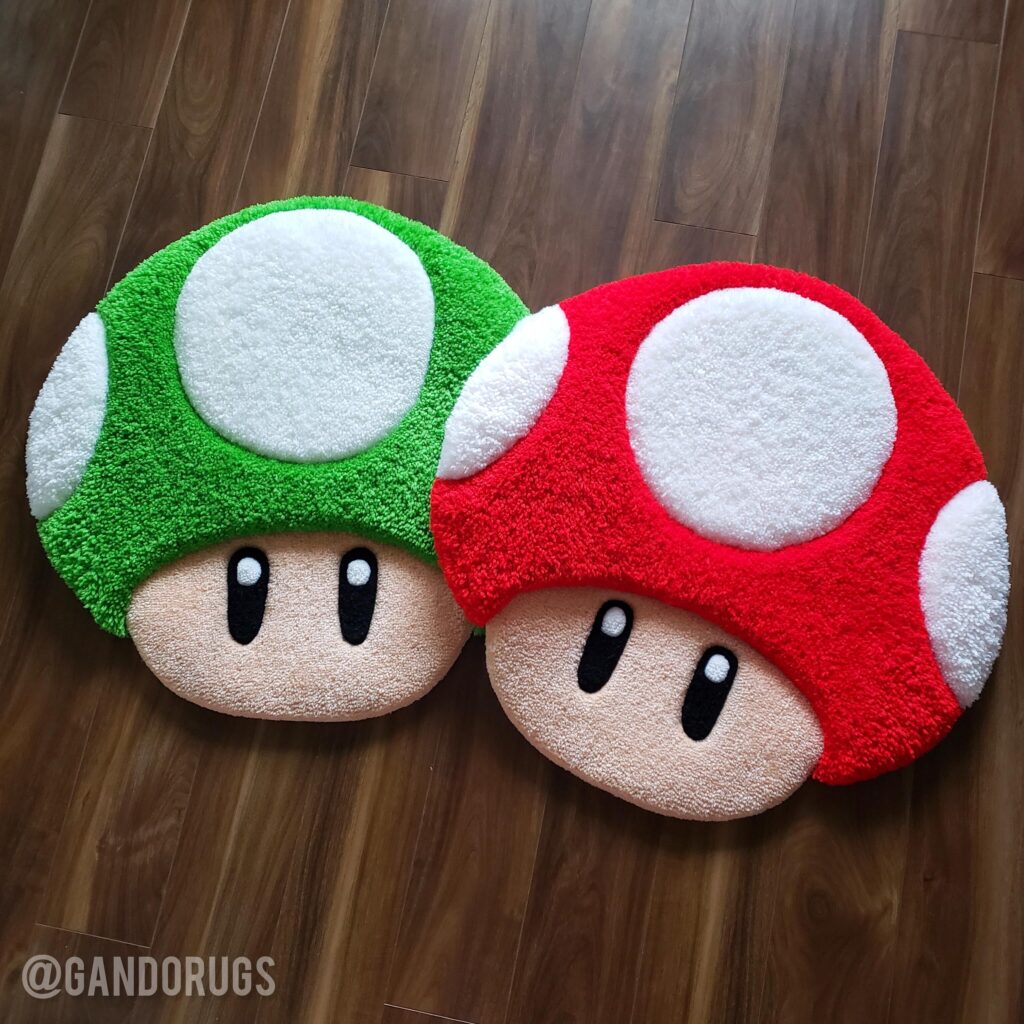 3D Mario mushrooms rugs I finished today