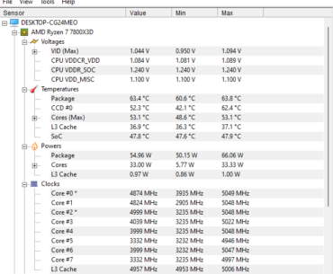 Are these normal clock speeds for the 7800X3D?
