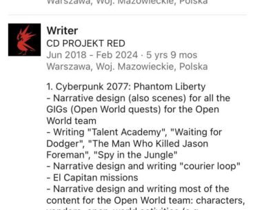 Cyberpunk 2077/Phantom Liberty writer leaves CD Projekt