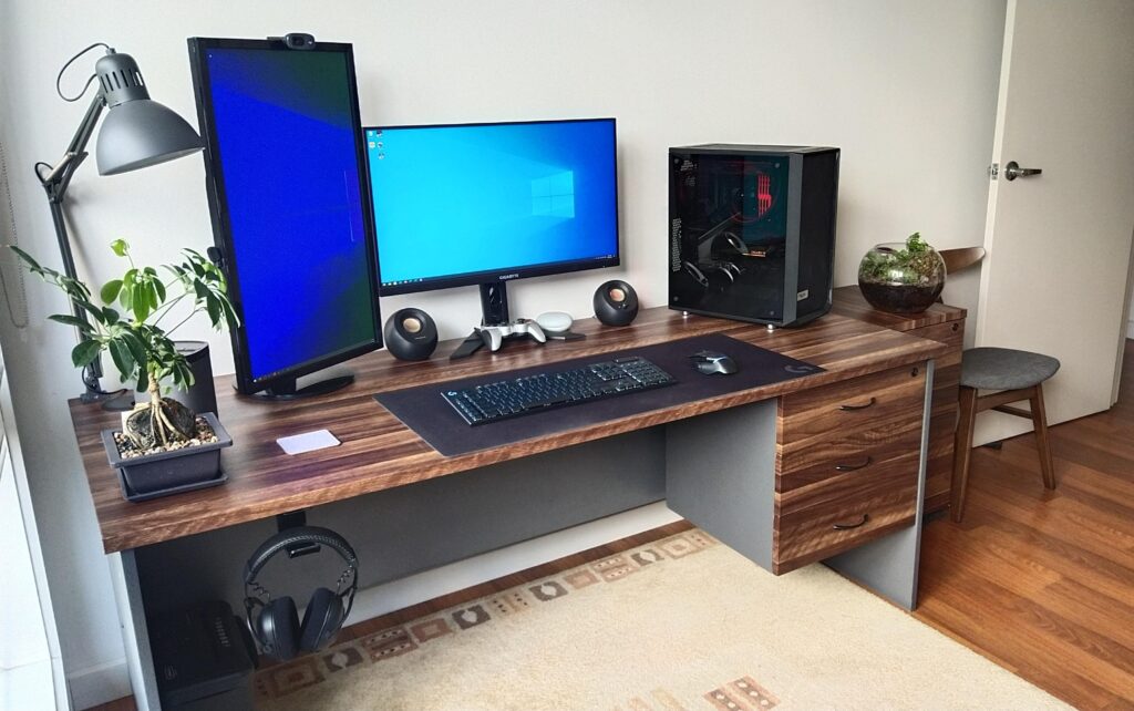 Contact paper desk upgrade, before and after. Thoughts?