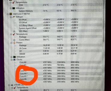 What does an asterisk beside core number mean in HWMonitor?