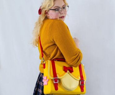 I asked my best friend to model this Isabelle (Animal Crossing) inspired purse I designed