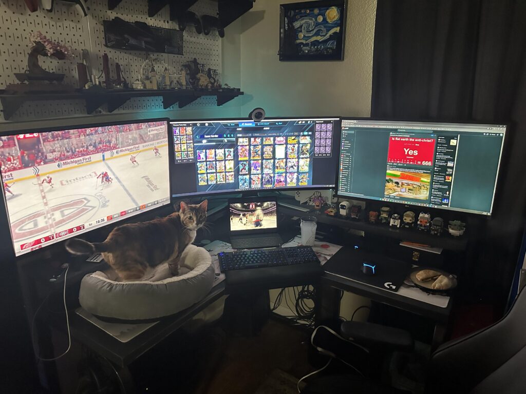 I love my ridiculous setup sometimes. Go Red Wings!