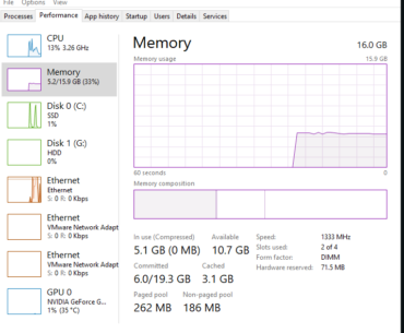 Can somone explain why when checking the memory speed at task manager i only got 1 out of the 2 ram sticks?(G skill trident z 2x8gb).When checking BIOS is says 2666mhz.Need to make sure before overclocking.