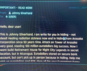 Johnny Sending spam/scam emails now…