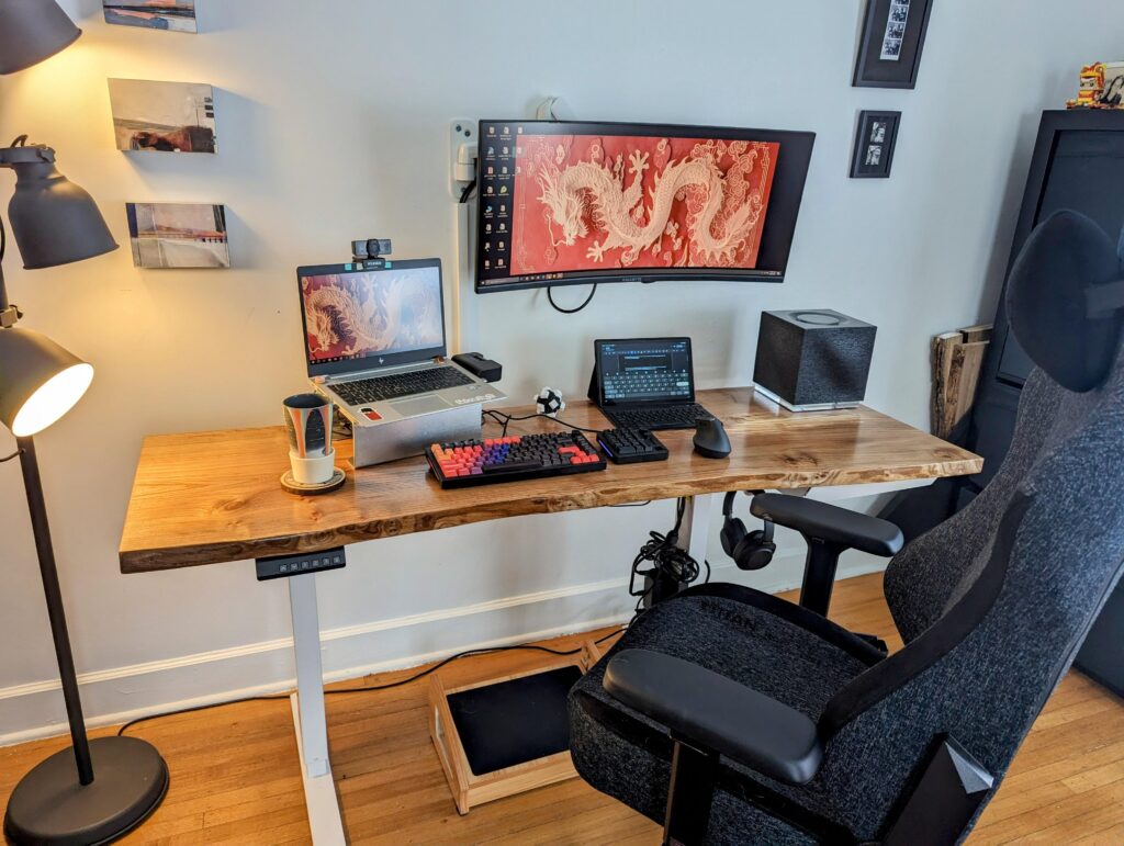 I built a live edge work from home set up from an Elm slab I built a live edge work from home set up from an Elm slab