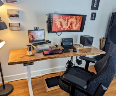 I built a live edge work from home set up from an Elm slab