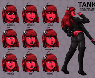 Finished up this piece of a Shadowrun PC, a Nartaki Rigger named Tank :)