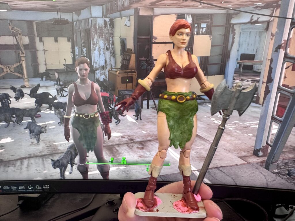 My Fallout character ingame compared to my custom figurine