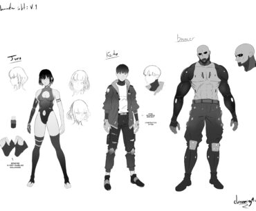 Back to working on character sheets for my manga after a mild bout with the flu. Added a "bouncer" character with some cyber mods.