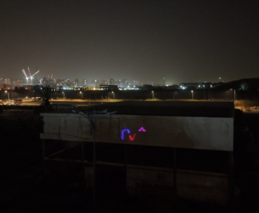Drone stick solar cell powered LED To abandoned building
