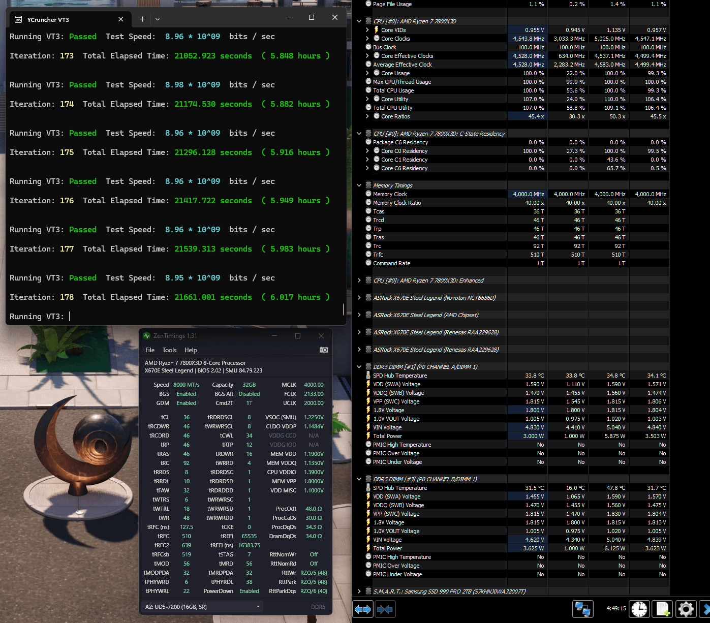 DDR5-8000 on a 4 DIMMER! 6 HOURS of Y-Cruncher stable DDR5-8000 on a 4 DIMMER! 6 HOURS of Y-Cruncher stable
