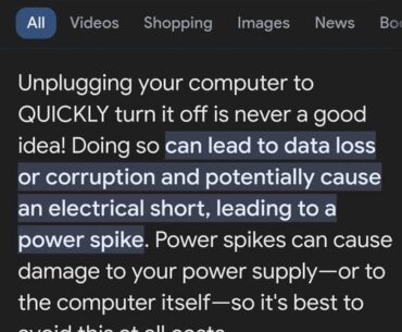 That's why I warn my  Co worker stop doing this ,  replacement of dead pc parts will take weeks , but they are not I.T , they will never understand