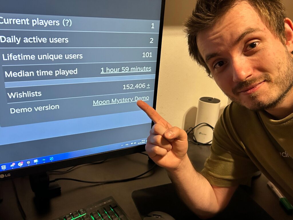 2 years ago I started my hobby after hours game, now over 150k people wishlisted it on steam