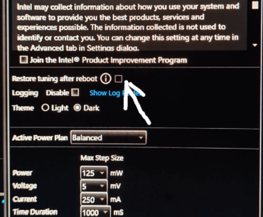 Why restore tuning after reboot is grayed out?