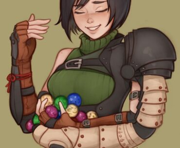 Why can’t I hold all this materia. Yuffie fan art I drew.
