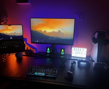 Here is my latest average work/chill station. Would love to get some recommendations for upgrading my speakers to average or slightly above average level