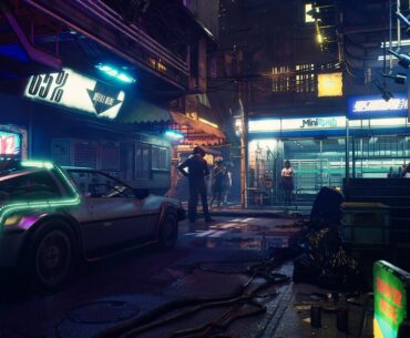 Cyberpunk city night streets, digital- Unreal Rngine 5
