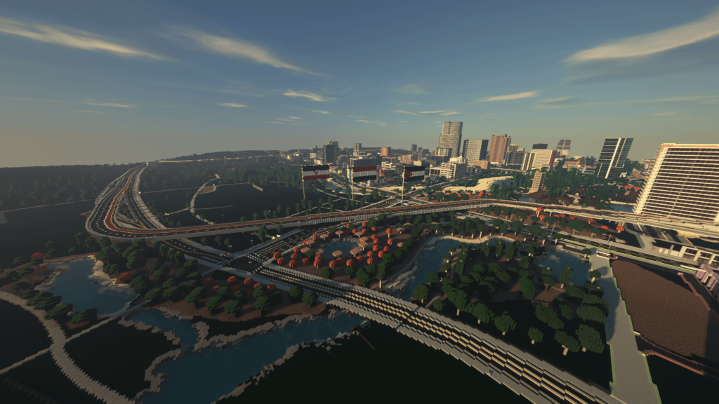Sunrise over Southside in my Minecraft City.