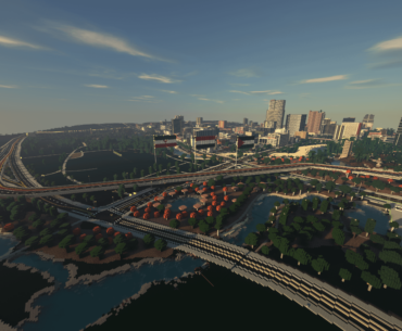 Sunrise over Southside in my Minecraft City.