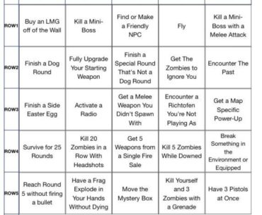 Zombies Bingo on BingoSync