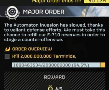 Helldivers 2 players have exterminated nearly 2 billion enemy bugs in the last 12 hours. They were given 5 days to accomplish the task. For SuperEarth!