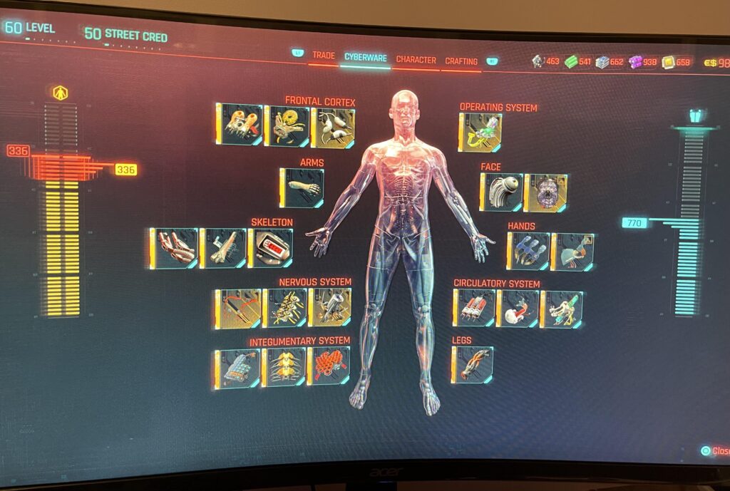 That feeling when you perfectly max out your available Cyberware capacity