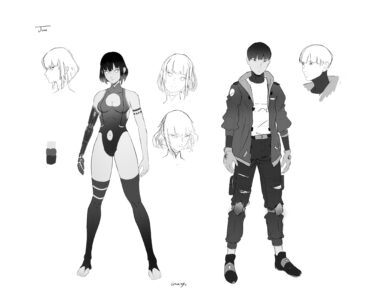 A WIP character sheet from a cyberpunk manga I am working on. Let me know what you think so far.