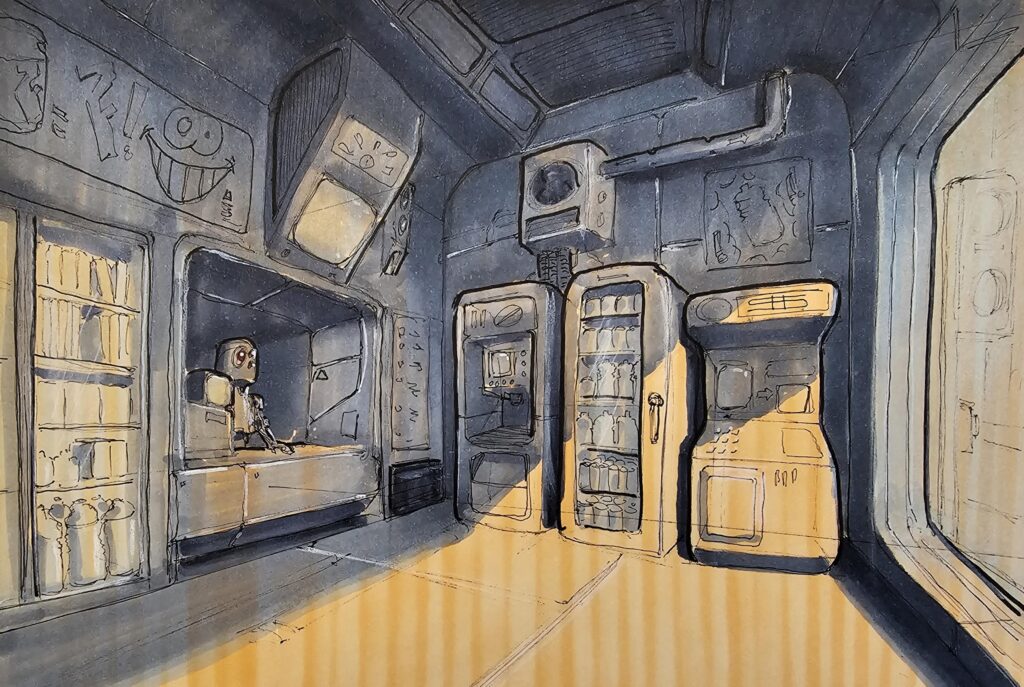 Convenience store, from my sketchbook. Convenience store, from my sketchbook.