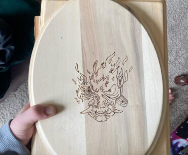 My wood burning attempt at the Samurai logo