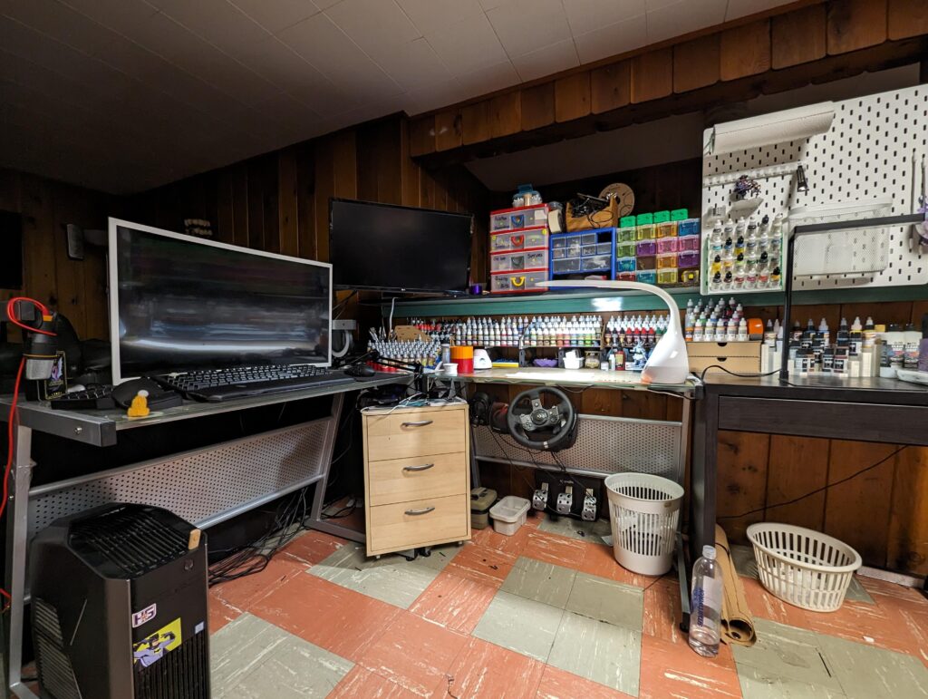 PC Gaming/ Miniature Painting station. Nothing fancy, but it works!