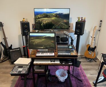 Update, my laptop finally bit the dust. New computer means new setup! Loving my studio more and more.