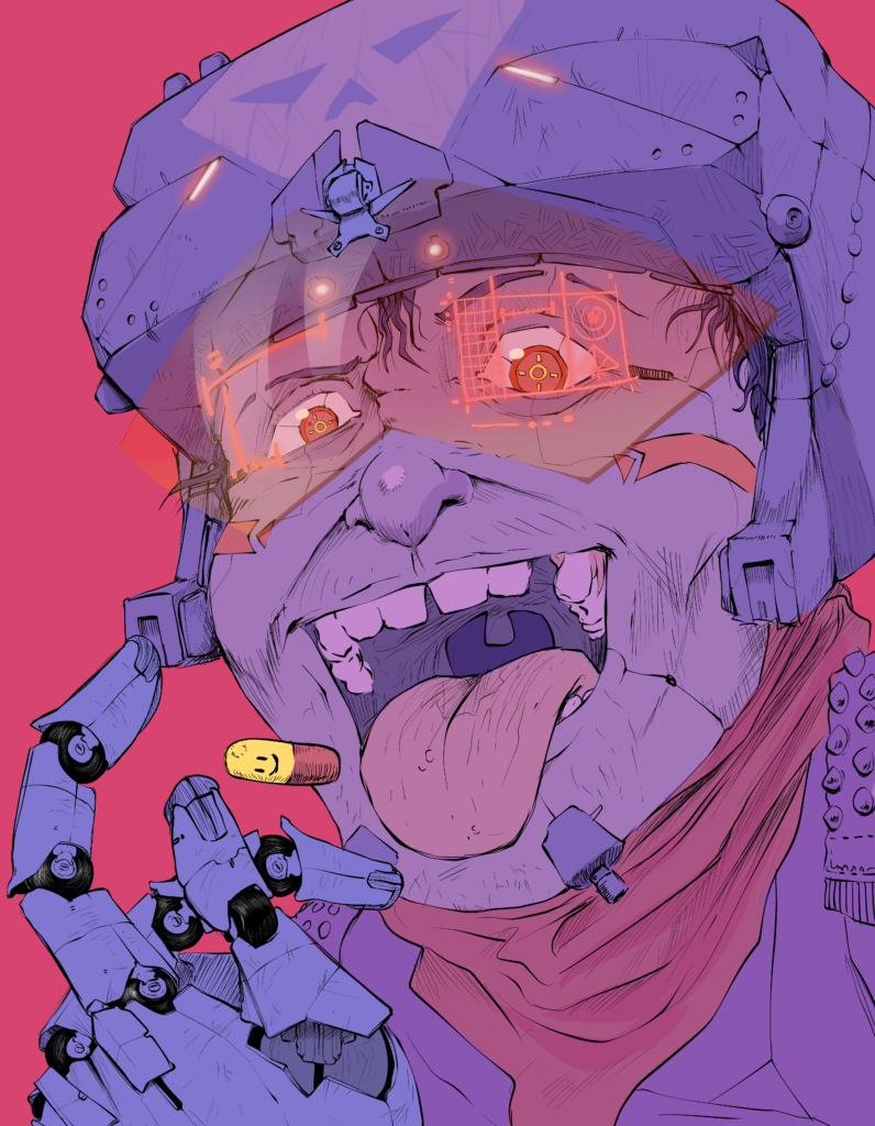 Art I did for my graphic design class project, inspired by Josan Gonzalez
